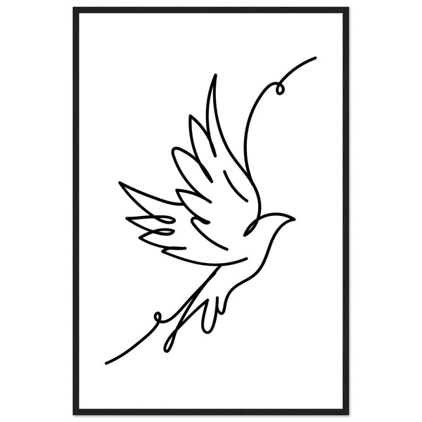 Minimalist Flying Bird Line Drawing Framed Art Print