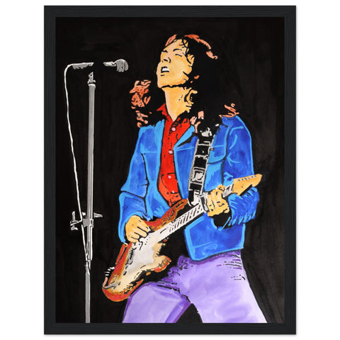 Rory Gallagher with this framed art print. Capturing his electrifying stage presence, it infuses your space with music history. A must-have for fans and collectors,