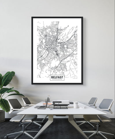 Belfast City Framed Map Art Prints