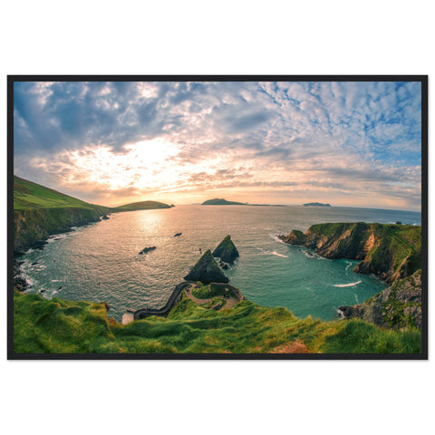Capture the breathtaking beauty of Ireland's Dingle Peninsula with our stunning photographic framed print. This exquisite artwork brings to life the enchanting landscapes, coastal cliffs, and charming villages that define the allure of the Dingle Peninsula.