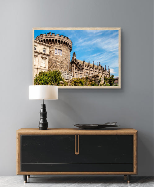 Dublin Castle framed wall art print: A majestic depiction of Irish heritage, capturing the allure of Dublin's iconic landmark.