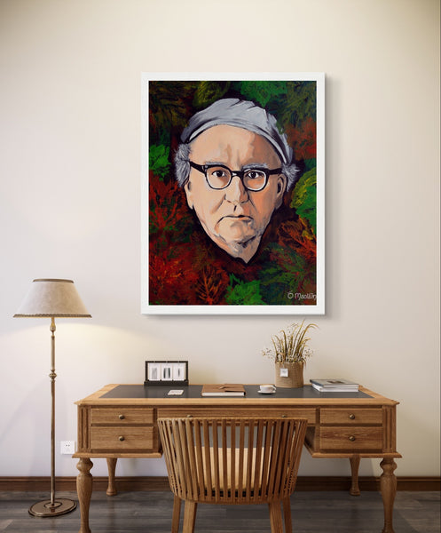 Framed fine art print of 'Let grief be a fallen leaf' by Ó Maoláin, inspired by Patrick Kavanagh's emotive poetry, featuring vibrant colors and intricate details, perfect for home decor.