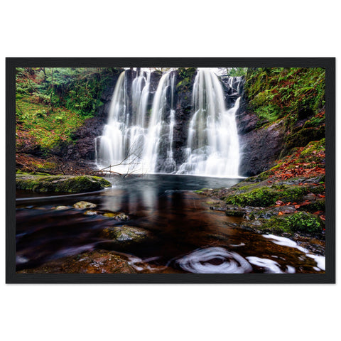 Tranquil Glenariff Waterfall framed wall art print, capturing the beauty of Northern Ireland's nature, perfect for adding serenity to your space