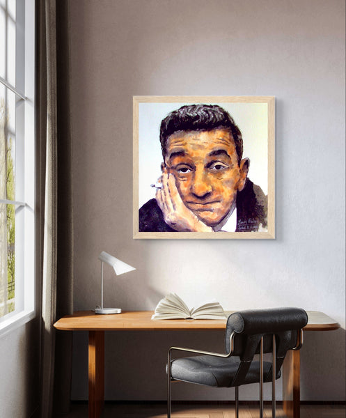 Framed art print featuring a portrait of Irish writer John B. Keane, renowned for his plays and novels. Perfect for literature enthusiasts, this piece captures the essence of Keane's impact on Irish culture and makes a thoughtful gift for book lovers.