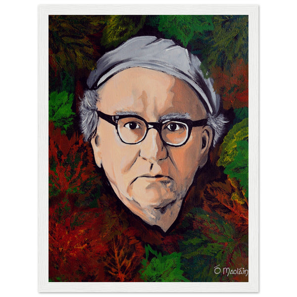 Framed fine art print featuring 'Let grief be a fallen leaf' by Ó Maoláin, inspired by Patrick Kavanagh's emotive poetry