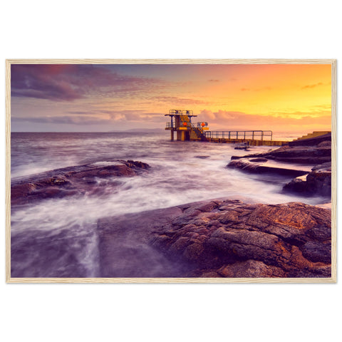Galway's Salthill Diving Tower: Nostalgic Coastal Charm in a Framed Print