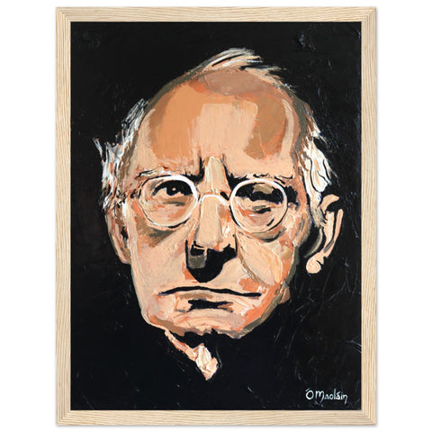 Portrait of Sean O'Casey by Irish artist Ó Maoláin. The artwork captures the renowned playwright's distinctive features with realism and artistic flair. Available as a high-quality print with various framing options, celebrating O'Casey's literary legacy.