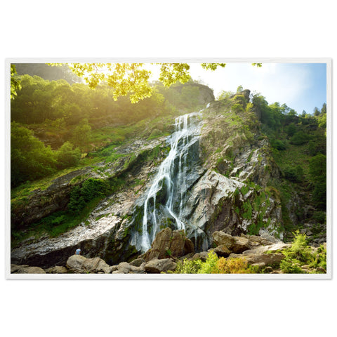 Majestic water cascade of Powerscourt Waterfall, the highest waterfall in Ireland. Famous tourist attraction in County Wicklow, Ireland. Framed Irish Wall Art Prints